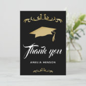 Elegant Gold Ornament Gradup Cap Bedankkaart (Staand voorkant)