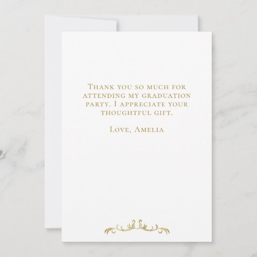 Elegant Gold Ornament Gradup Cap Bedankkaart (Achterkant)