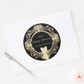 Elegant Gold Ornament Heart, Bow Jubileum Ronde Sticker (Envelop)