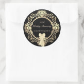 Elegant Gold Ornament Heart, Bow Jubileum Ronde Sticker (Tas)