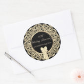 Elegant Gold Ornament, Jubileum uit het Bow Ronde Sticker (Envelop)