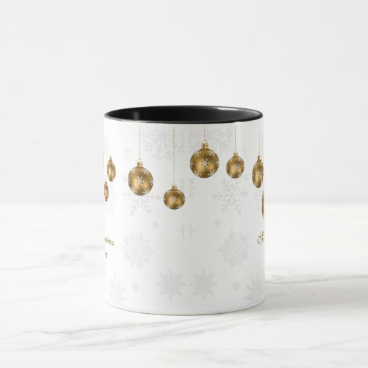 Elegant Gold Ornament Merry Christmas Mok (Midden)