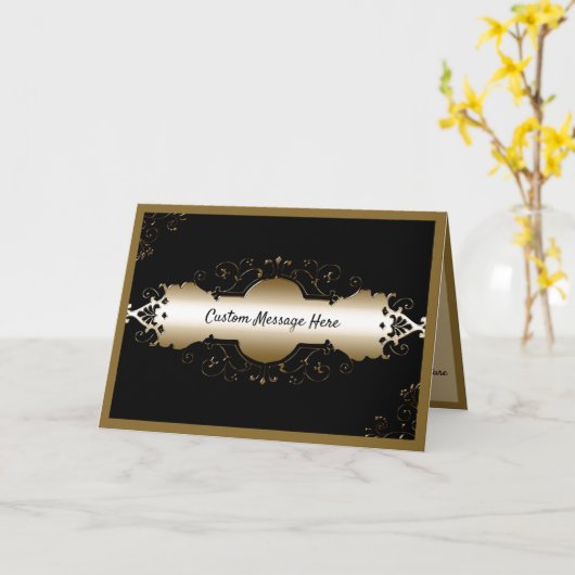 Elegant Gold Ornamental Banner Kaart (Gele Bloem)