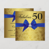 Elegant Gold Ornamental Bow Gem Fabulous 50 Kaart (Voorkant / Achterkant)