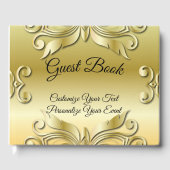 Elegant Gold Ornamental Design Black Lettering Gastenboek (Voorkant)
