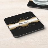  Elegant Gold Ornamental Persoonlijk Bier Onderzetter (Linkerzijde)