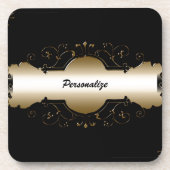  Elegant Gold Ornamental Persoonlijk Bier Onderzetter (Voorkant)