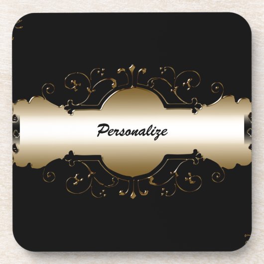  Elegant Gold Ornamental Persoonlijk Bier Onderzetter (Voorkant)