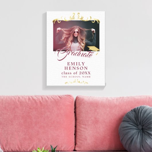 Elegant Gold Ornamenten Afstudeerder Foto Afstuder Canvas Afdruk (Insitu (Woonkamer))