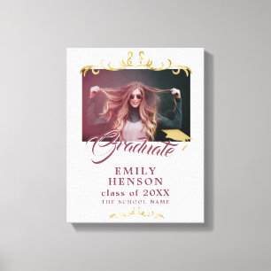 Elegant Gold Ornamenten Afstudeerder Foto Afstuder Canvas Afdruk