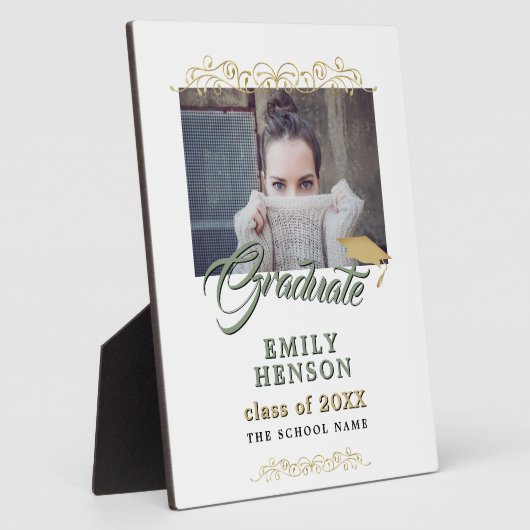 Elegant Gold Ornamenten Afstuderen Afstuderen Foto Fotoplaat (Zijkant)