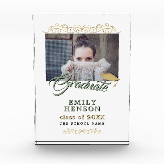 Elegant Gold Ornamenten Afstuderen Afstuderen Fotoblokken (Voorkant)