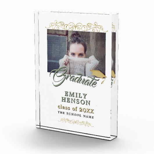 Elegant Gold Ornamenten Afstuderen Afstuderen Fotoblokken (Rechts)