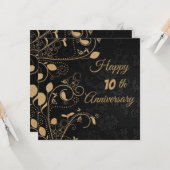 Elegant, Gold Ornaments, 10e Jubileum Kaart (Voorkant / Achterkant in situ)