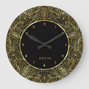 Elegant Gold Ornante Lace Circle Frame Grote Klok