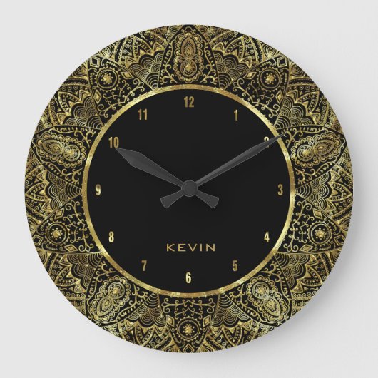 Elegant Gold Ornante Lace Circle Frame Grote Klok (Voorkant)