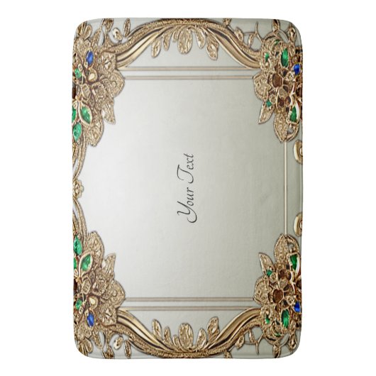 Elegant Gold Ornate Bath Mat (Voorkant Verticaal)