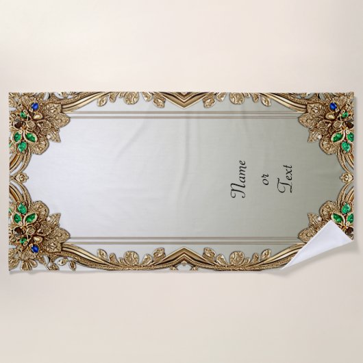 Elegant Gold Ornate Beach Towel Strandlaken (Voorkant)