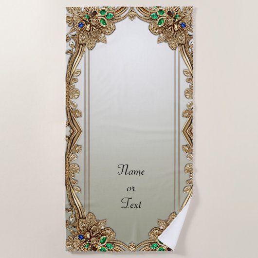 Elegant Gold Ornate Beach Towel Strandlaken (Voorkant)