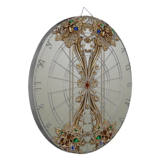 Elegant Gold Ornate Dartboard Dartbord (Voorkant Links)