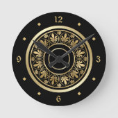 Elegant Gold Ornate Design Circle Pattern Ronde Klok (Voorkant)