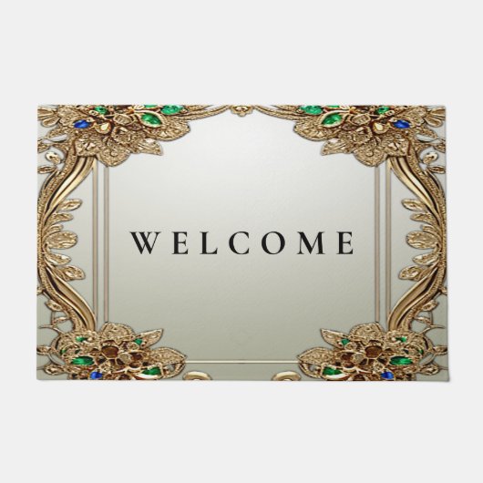 Elegant Gold Ornate Doormat Deurmat (Voorkant)