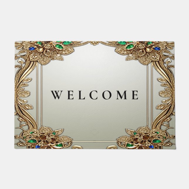 Elegant Gold Ornate Doormat Deurmat (Voorkant)