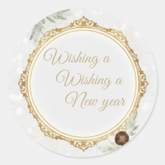 Elegant Gold Ornate Frame Round Sticker with Eucal (Voorkant)