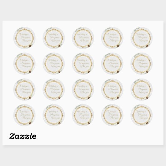 Elegant Gold Ornate Frame Round Sticker with Eucal (Vel)