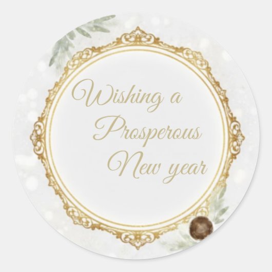 Elegant Gold Ornate Frame Round Sticker with Eucal (Voorkant)