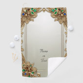 Elegant Gold Ornate Golf Towel Golfhanddoek (Insitu)