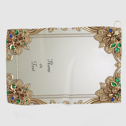 Elegant Gold Ornate Golf Towel Golfhanddoek (Horizontaal)