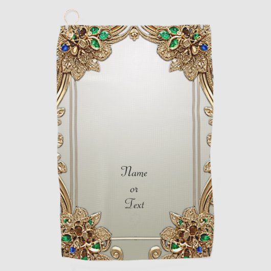 Elegant Gold Ornate Golf Towel Golfhanddoek (Voorkant)