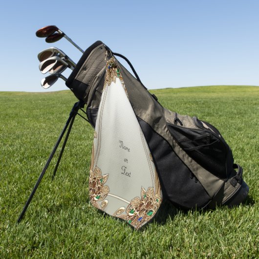 Elegant Gold Ornate Golf Towel Golfhanddoek (Groen)