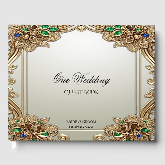 Elegant Gold Ornate Guest Book Gastenboek (Voorkant)