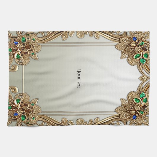 Elegant Gold Ornate Kitchen Towels Theedoek (Horizontaal)