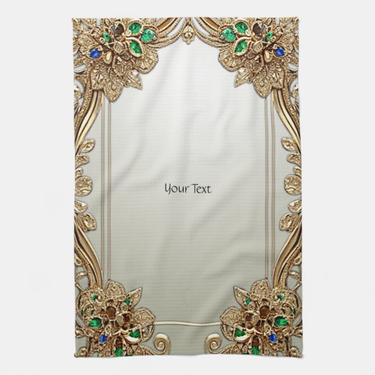 Elegant Gold Ornate Kitchen Towels Theedoek (Verticaal)
