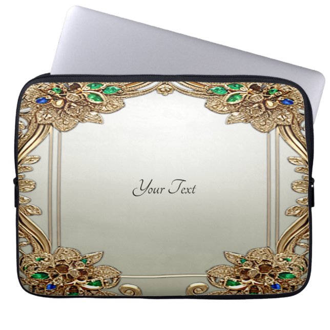Elegant Gold Ornate Laptop Sleeve (Voorkant)