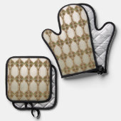 Elegant Gold Ornate Ovenwant & Pannenlap Set (Voorkant / Achterkant)