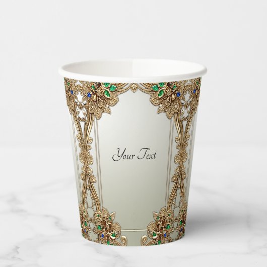Elegant Gold Ornate Paper cup Papieren Bekers (Links)