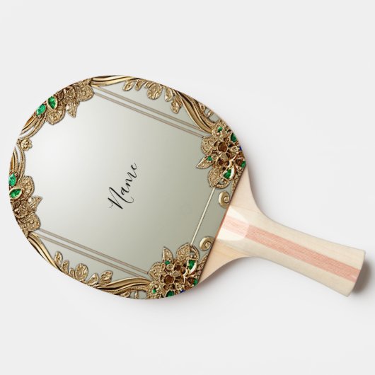 Elegant Gold Ornate Ping Pong Paddle Tafeltennisbatje (Zijkant)