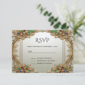 Elegant Gold Ornate RSVP Card Kaartje (Staand voorkant)