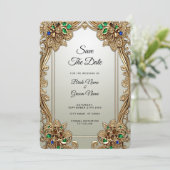 Elegant Gold Ornate Save The Date (Staand voorkant)