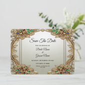 Elegant Gold Ornate Save The Date (Staand voorkant)