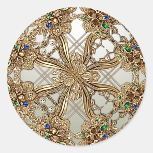 Elegant Gold Ornate Sticker (Voorkant)