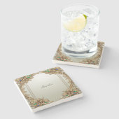 Elegant Gold Ornate Stone Coaster Stenen Onderzetter (Zijkant)