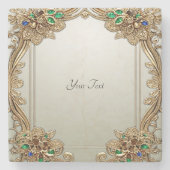 Elegant Gold Ornate Stone Coaster Stenen Onderzetter (Voorkant)