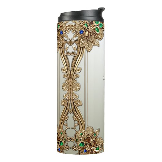 Elegant Gold Ornate Thermal Tumbler Thermosbeker (Gedraaid links)