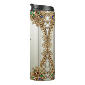 Elegant Gold Ornate Thermal Tumbler Thermosbeker (Geroteerd rechts)