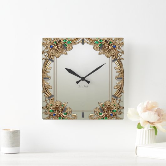 Elegant Gold Ornate Wall Clock Vierkante Klok (Huis)